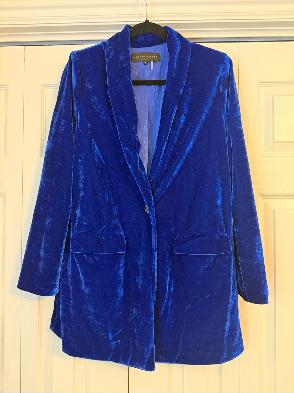 Endless Rose Cobalt Blue Velvet Single-Button Blazer
